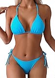 Tainehs Women's Sexy Halter Thong Bikini Tie Two