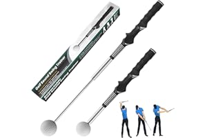 FEFFXY Retractable Golf Swing Trainer,Warm-Up Golf Training Aid,Golf Grip Trainer,Right-Handed Strength & Tempo Training for Chipping Hitting,Golf Accessories for Men