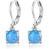 Gnckyer Opal Dangle Earrings for Women Leverback Gemstone Drop Earrings Opal Jewelry Gifts