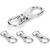 Swivel Eye Snap Hooks 304 Stainless Steel Flag Clips 3.5 Inch Heavy Duty Swivel Snap Hook Flag Pole Clips Spring Hooks for Flagpole Rope, Dog leashes, Keychains, Boat Ropes 4pcs