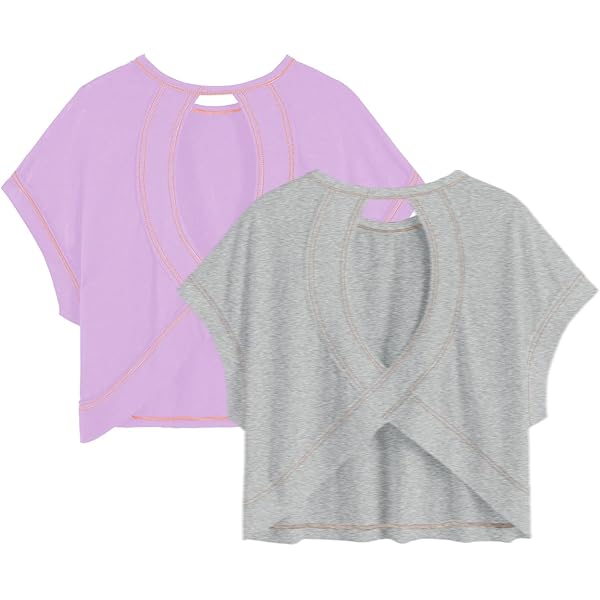 RoseSeek Women's 2 Packs Open Back Tops Criss Cross Cut Out Summer