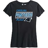 Team Fan Apparel NFL Gameday Women's Relaxed Fit T-Shirt - Rib Neck Contour - Tagless Short Sleeve Tee - Stay Cool & Stylish (Carolina Panthers - Black, Large)