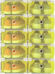 Vinteky 10x Cajas Almacenaje Plegable de plástico Cajón Organizador Transparente envase de la Caja para Zapatos Apilable Plegable Contenedor. (Amarillo, Metal Border) 