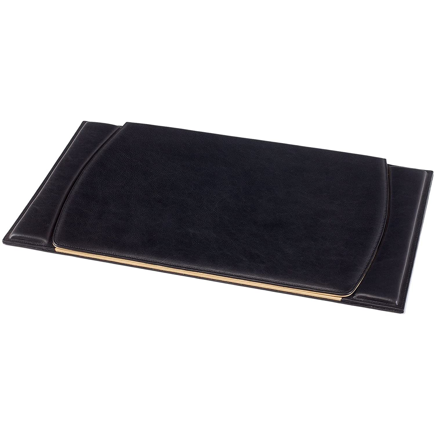 Desk Pad - 100% Full-Grain Leather - Handmade in Italy by Expert Artisans - Elegant, Soft and Durable - Desk Mat, Protects Against Scratches - Black