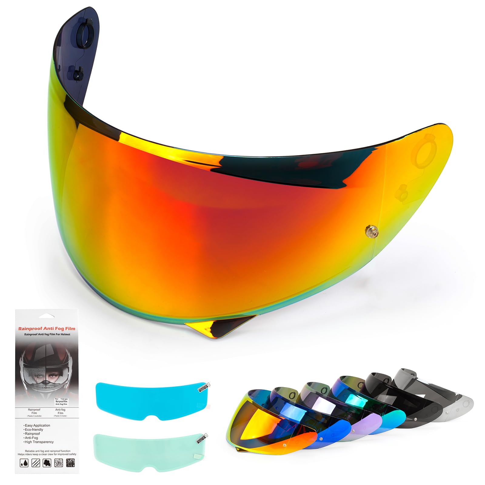 Photo 1 of XINGWU Motorcycle Helmet Visor Replacement for HJ-34P Tinted C10 Helmet Visor with Anti-fog Rainproof Film UV Protection Pinlock HJ-34P Face Shield (Red)