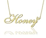 AOLO Honey Heart Name Necklace 18k Gold Plated