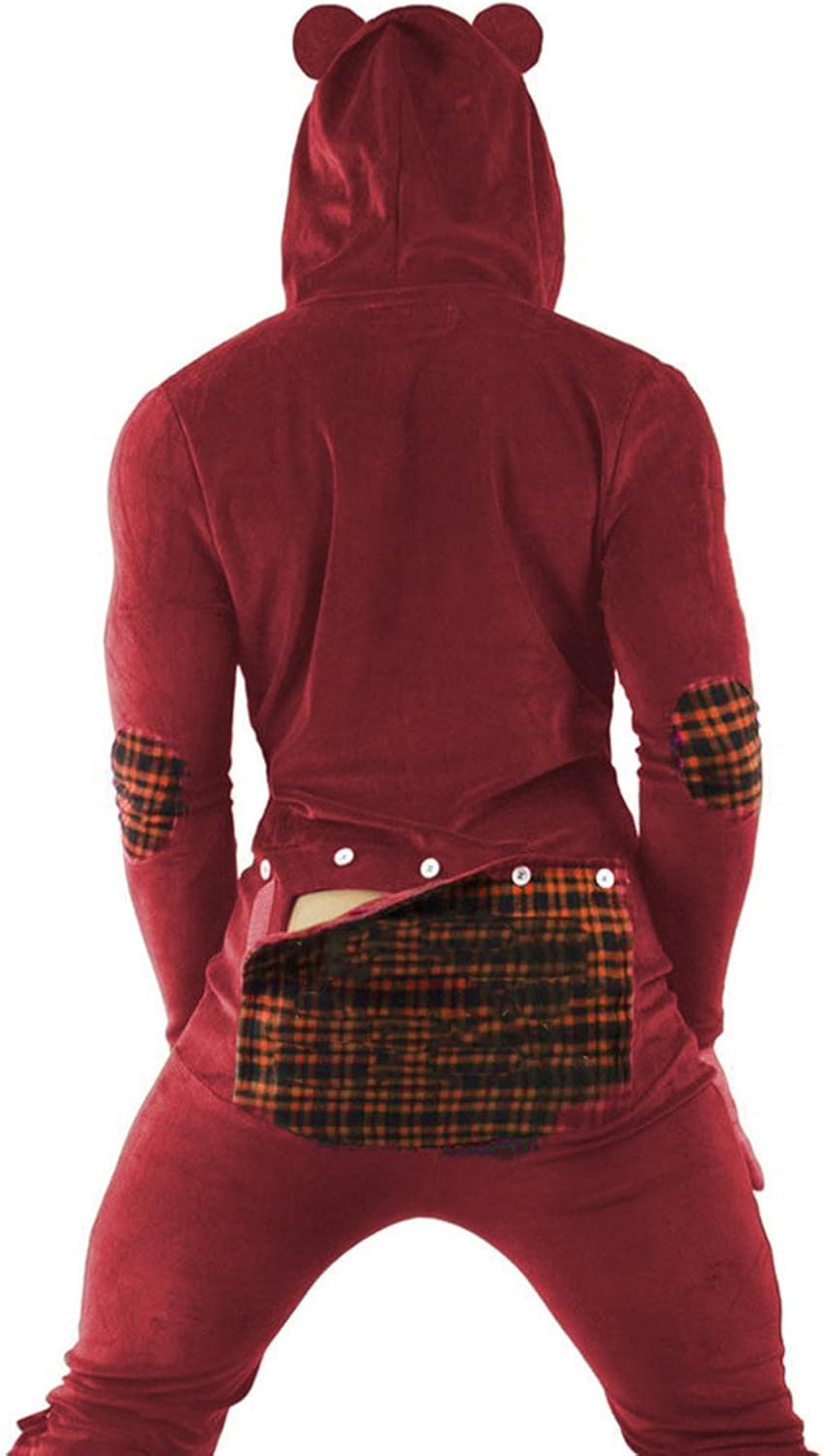 Pijama sexy con capucha para hombre de manga larga con pijama de una