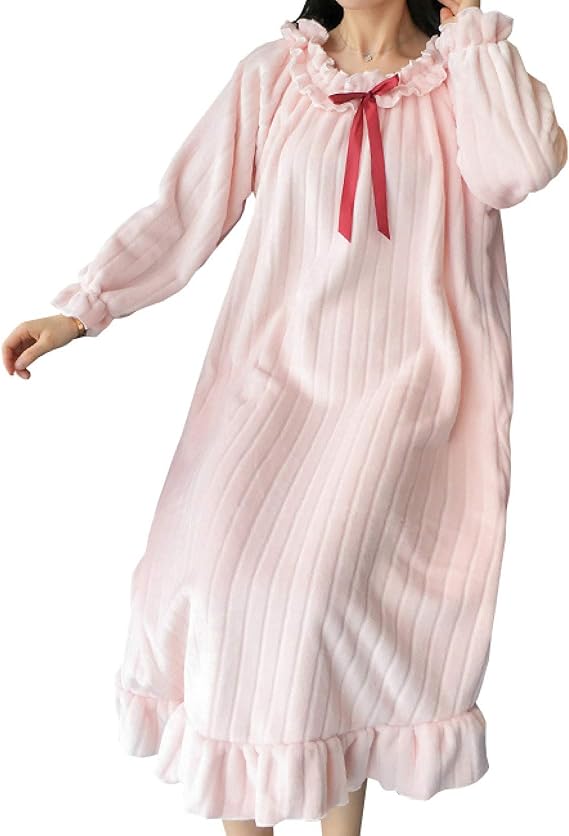 Amazon Co Jp コーラルフリース パジャマ ワンピース レディース M 2xl 秋冬 丸襟 可愛い ルームワンピース フランネル 暖かい ふわふわ 柔らか 長袖 セクシー もこもこ 姫系 部屋着 寝間着 服 ファッション小物