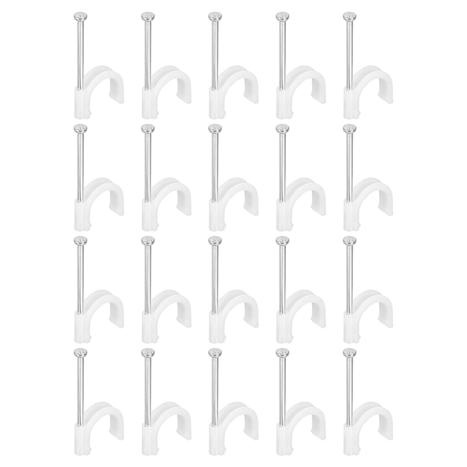 PATIKIL Half Clamp J-Hook with Nail, 70Pcs 3/4"/20mm Pex Pipe Fixture Cable Nail Clip Support Holder for Tubing Fixing CPVC Copper Pipe Fixing Connection, White, 60mm Long Nail