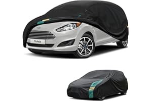 Molebt Car Covers for Hatchback Waterproof All Weather, Universal Fit for Mini Cooper, Toyota Yaris, Kia Rio, Mirage, Ford Fiesta, Rain Winter Sun Protection. (Length: 143"-163")