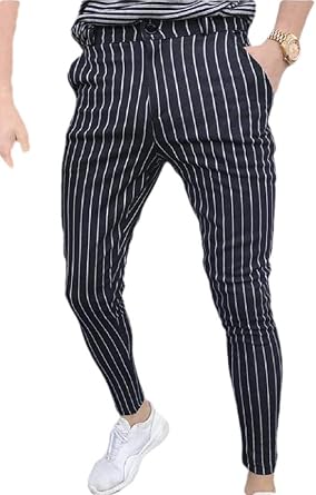 fashion mens stripe slim pencil pants