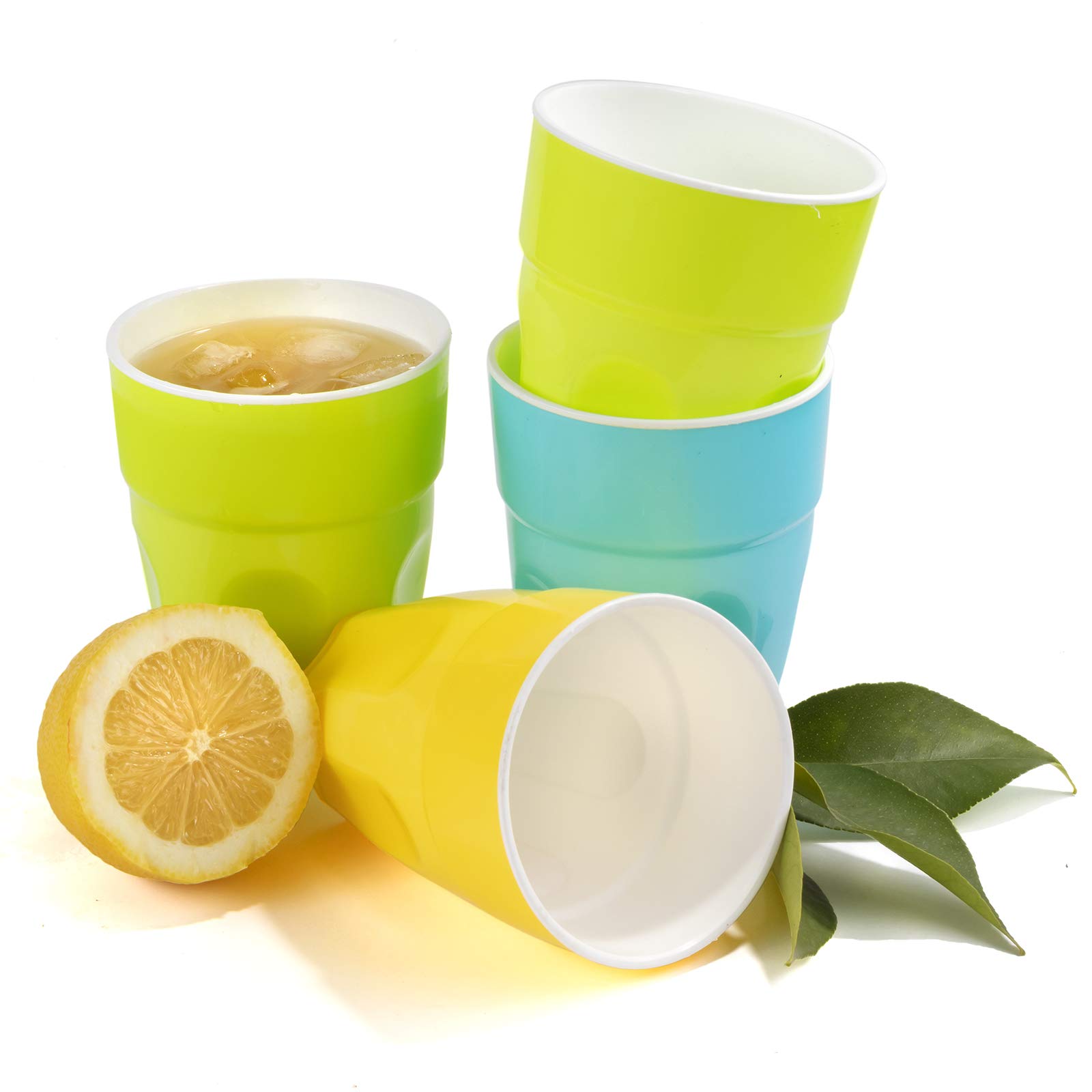 Maxi Nature Plastic Cups Set of 4 (400 ml) - Microwave, Dishwasher & Freezer Safe Glasses - Unbreakable, Lightweight, Durable Plastic Drinking Cups - Use for Juices, Water, & More