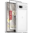Guarishel for Google Pixel 7a Case: with [Tempered Glass Screen Protector][Built-in 4 Airbags][Not-Yellowing] Military-Grade Shockproof Protective Phone case for Google Pixel 7a, Crystal Clear