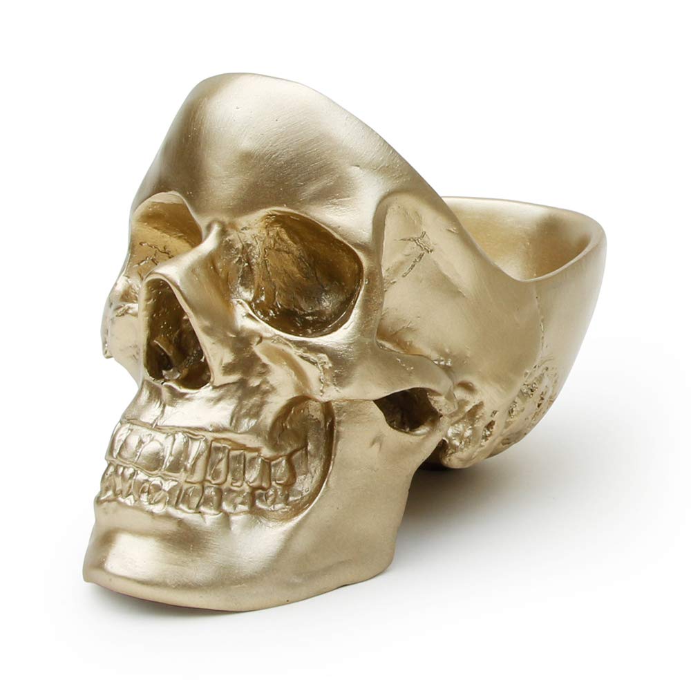 Suck UK - Skull Desk Organiser Gothic Jewellery Box Key Bowl & Trinket Dish Desk Tidy Organiser Gothic Home Decor & Goth Decor Goth Gifts For Women Bedroom Decoration Gold — image 1