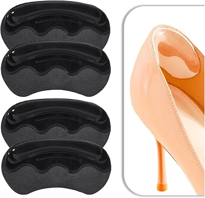 VivoFoot 2 Pairs Anti-Slip Heel Grips Gel Leather Back Cushions Black