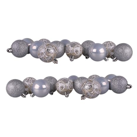 ToCi Weihnachtskugeln Silber-Mix | 24er Set mit bruchsicheren Christbaumkugeln Ø 5 cm | Weihnachten Deko Christbaumschmuck Ba