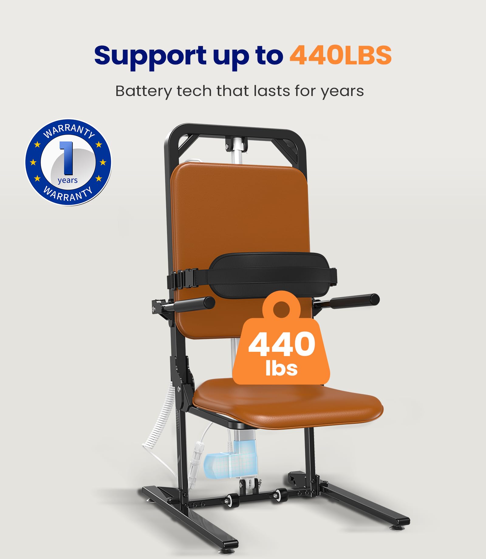 MAIDeSITe Electric Chair Lift, Stand Up Independently from Floor, Support Up to 440 LBS for Home/Care Center, Lift Elderly from Floor, AX05