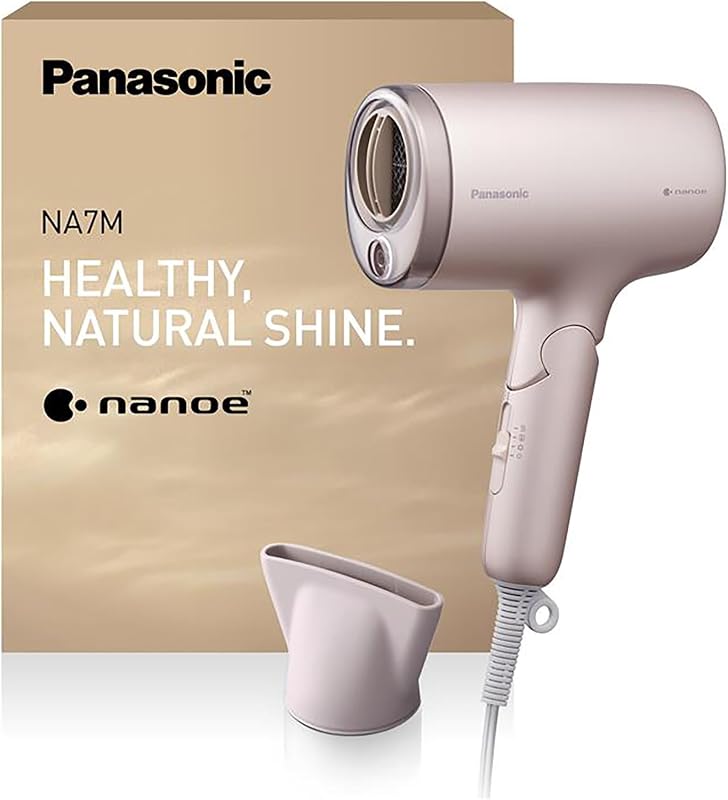 EH-NA7M-P825 Asciugacapelli Nanoe per Capelli Lucenti, Pieghevole, Asciugatura Rapida, Beccuccio Concentratore, 1600W, Rosa Chiaro