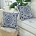 CaliTime Canvas Throw Pillow Cover Case for Couch Sofa Home Decoration Modern Compass Geometric 20 X 20 Inches Navy Blue