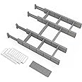 SpaceAid Bamboo Drawer Dividers with Inserts and Labels, Kitchen Adjustable Drawer Organizers, Expandable Organization for Home, Office, Dressers, 4 Dividers with 9 Inserts (17"-22" Gray)