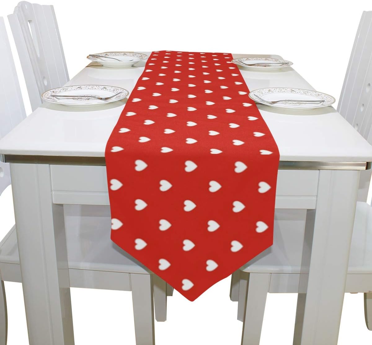 Amazoncom Wihve Table Runners Polka Dot Red Pattern With White Hearts Double Sided Polyester Long Table Runner 13 X 70 Inches Table Topper Cover For Office Kitchen Dining Wedding Party Home Decor Home