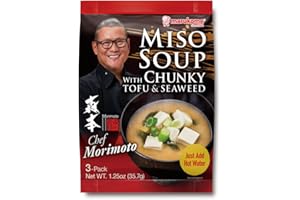 Marukome Chef Morimoto Miso Soup with Chunky Tofu and Seaweed, Authentic,Premium Instant Miso Soup, 3 packets Inside, 1.25 oz