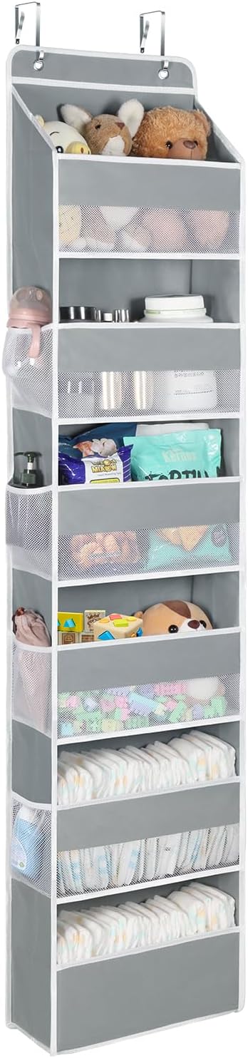 Univivi 6 Shelf Over Door Organiser Pockets Grey Hanging Storage Back Door Mesh