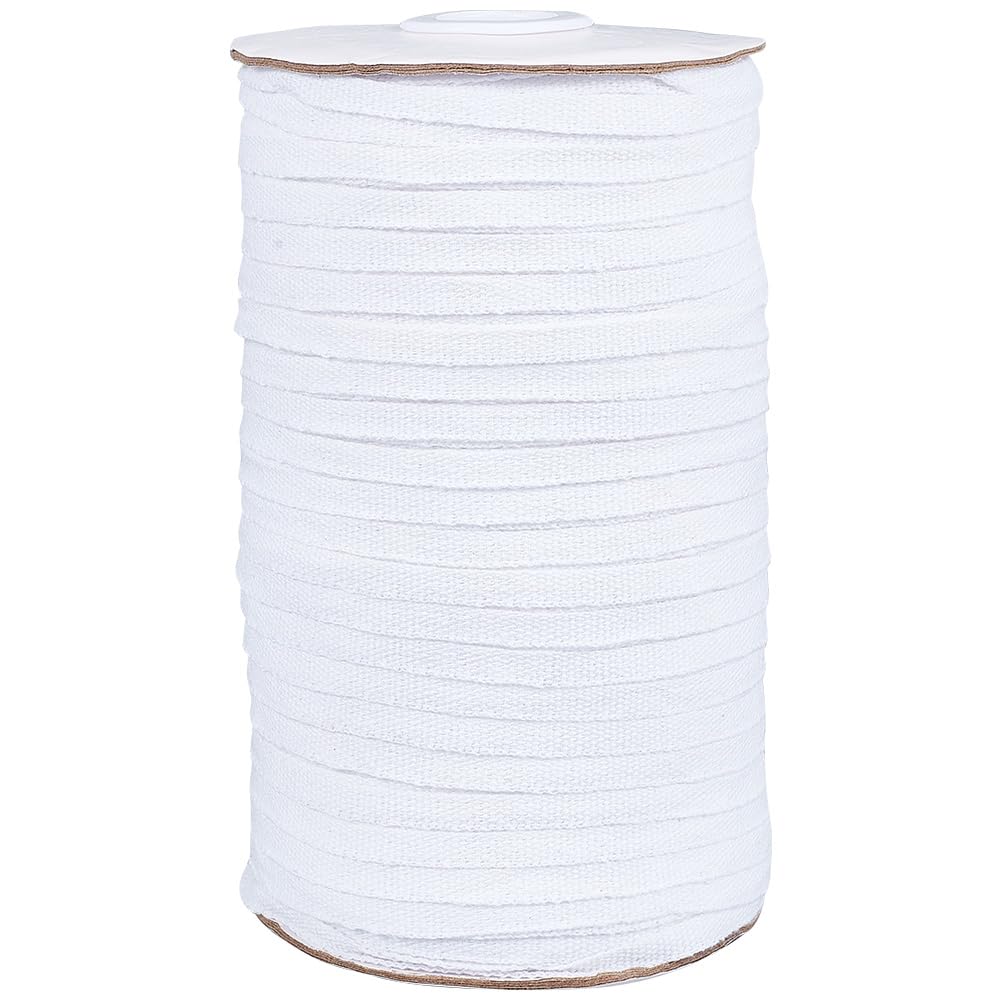 OLYCRAFT 200m White Twill Tape 5~5.5mm Wide Flat Linen Ribbon Herringbone Webbing Tape Roll for Gift Wrapping Party Decorations