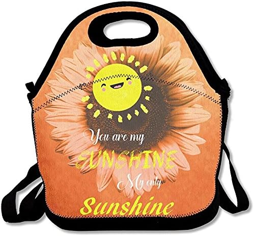 Starophi You Are My Only Sunshine Insulated Lunch Bag With Zipper,Carry Handle And Shoulder Strap For Adults Or Kids Black