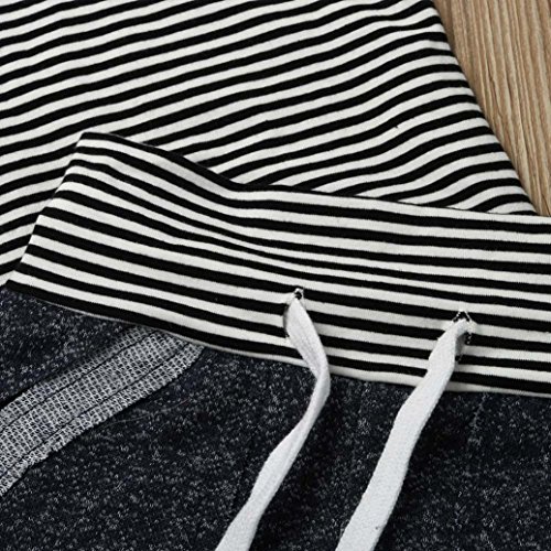 Kehen Toddler Baby Boys 2pcs Summer Outfits Sleeveless Stripes T-Shirt + Short Pants Casual Sets (Black, 12-18 Months) - Thumbnail 4