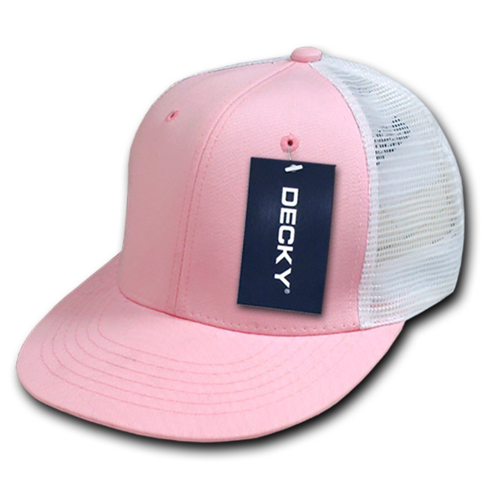 Decky 6 Panel Trucker Caps - Pink/White