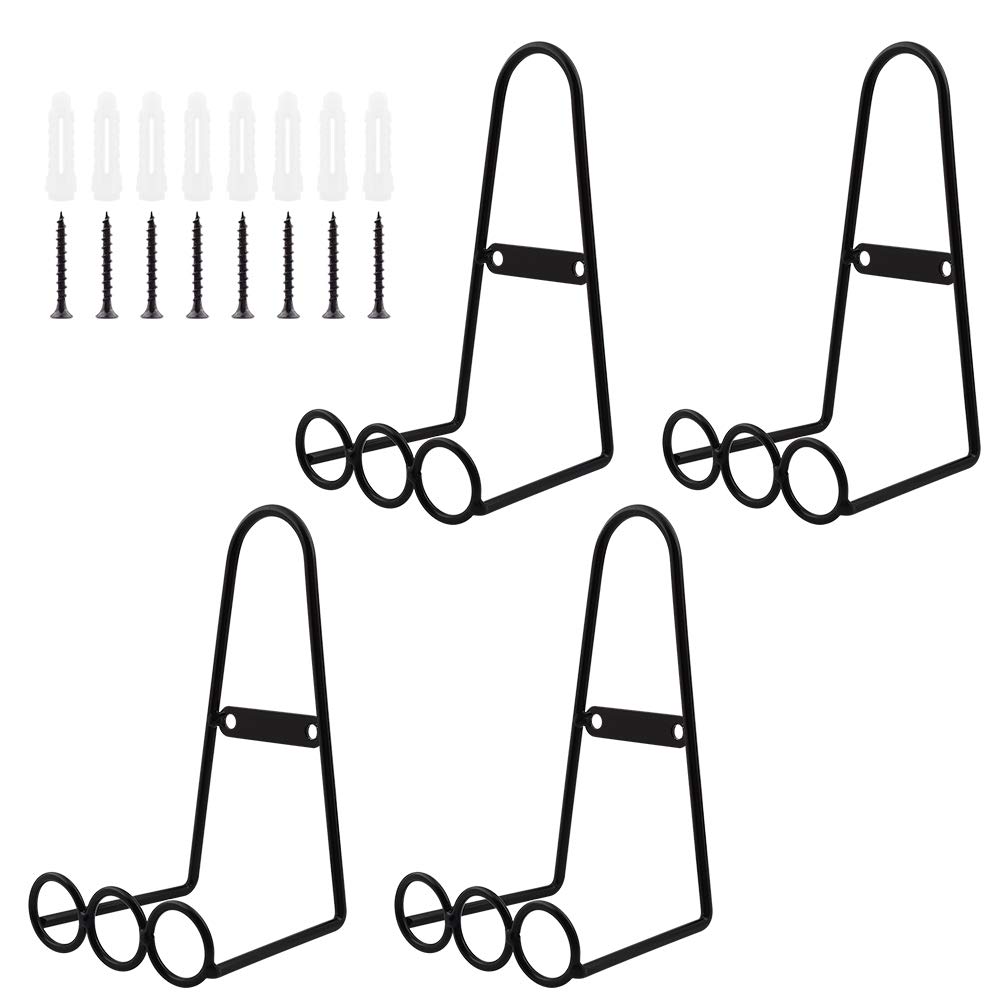 Mocoum 4 Pack Wall Mount Plate Display Stands, Medium Wall Easel Holder Plate Hanger Vertical Plate Stand Holders, Wall Display Picture Frame Stand for Decorative Plates, Arts (Three circles, 6 inch)