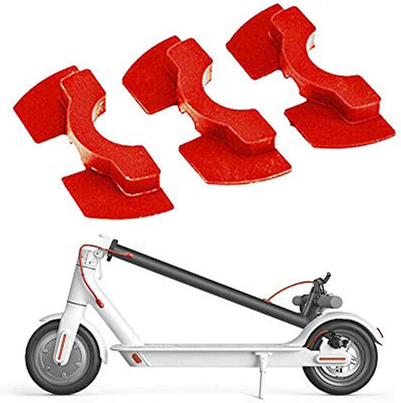 ASTVSHOP Scooter Rubber Vibration Dampers for Xiaomi Compatible for Mijia M365/M365 Pro/M187 Electric Scooter, Accessories Pack Parts Rubber Shock Absorber 3pcs (Red, 10 cm x 13 cm x 2 cm)