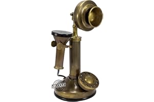 ANTIQUE VIBES Antique Decor Candlestick Telephone Non-Working Rotary Dial Home Decor Desktop Shelf Decor (Antique)