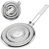 HIC Kitchen Heat Diffuser Reducer Flame Guard With Removable Handle, Stainless Steel, Distributes Heat Evenly And Reduces Scorching, For Gas Electric Glass Stovetops, 8.25-Inch