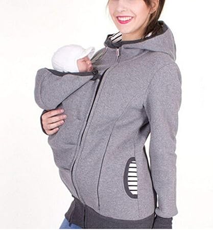 mom and baby hoodie carrier