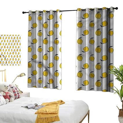 Amazon Com Lightly Navy Curtains Yellow And White Doodle