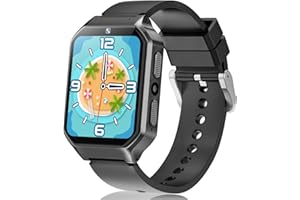 OVV Kids Game Smart Watch for Boys Girls Age 4 5 6 7 8 9 10 with Audio Book Learn Card 1.69" HD Touch Screen 26 Puzzle Game Camera Video Music Play Alarm Clock Theme Torch Pedometer Birthday Gift (Black)