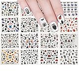 ALLYDREW Halloween Nail Stickers Nail Art Set Ghost Stickers Bat Nail Art (24 sheets)