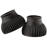 SmartEquine Horse Bell Boots, Pair (2), Medium (M), Black | Pull On Rubber Ribbed Design for Interference Shielding and Lost Shoe Prevention | Durable and Reliable Horse Boots