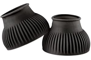 SmartEquine Horse Bell Boots | Pull On Rubber Ribbed Design for Interference Shielding and Lost Shoe Prevention | Durable and Reliable Horse Boots (Large (L))