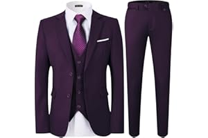 WEEN CHARM Men's Suits Slim Fit,3 Piece Suit for Men,2 Button Blazer Jacket Vest Pants with Tie,Men Tuxedo Suit Set