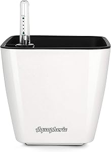 Aquaphoric Self Watering Planter (5”) + Fiber Soil = Foolproof Indoor Home Garden. Decorative Planter Pot for All Plants, Flowers, Herbs, African