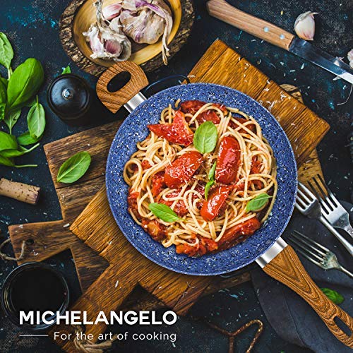 image for MICHELANGELO 12 Inch Frying Pan with lid, Ultra Nonstick Granite Rock 