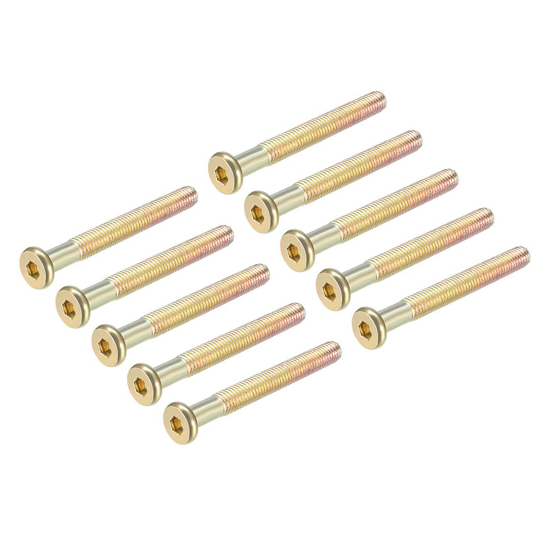 sourcing map M8x70mm Furniture Screw Hex Socket Machine Screws Zinc Plated Fasteners Bolts Half Thread Carbon Steel 10Pcs