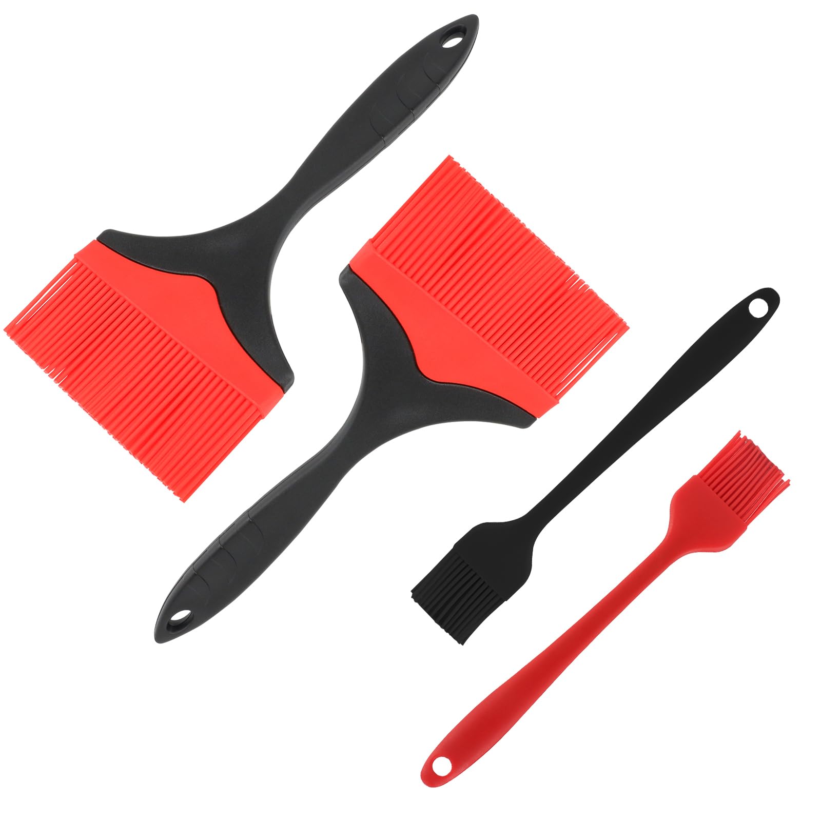 Realand Extra Large Silicone Basting Pastry Brush, Heat Resistant Silicone Basting Brush for Cooking Baking Grilling and Spreading Oil BBQ Sauce Butter Marinade (2Pcs Extra Large + 2Pcs Small)