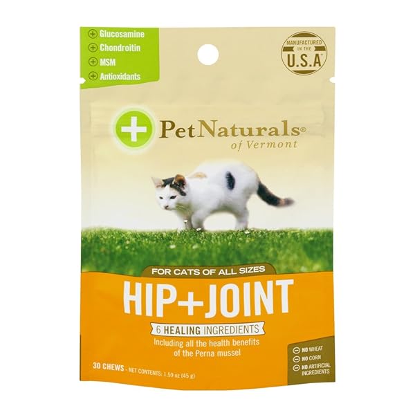 PET NATURALS HIP AND JOINT SUPPORT SUPPLEMENT FOR CATS, 30 CHEWS – GLUCOSAMINE, CHONDROITIN AND MSM FOR CATS