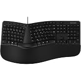 Incase Wired Ergonomic Keyboard Designed by Microsoft, Split Keyset, FR-CA | Ergonomist-Approved with Number Pad, Fabric-Covered Cushioned Palm Rest, Media Control and Microsoft 365 Shortcuts