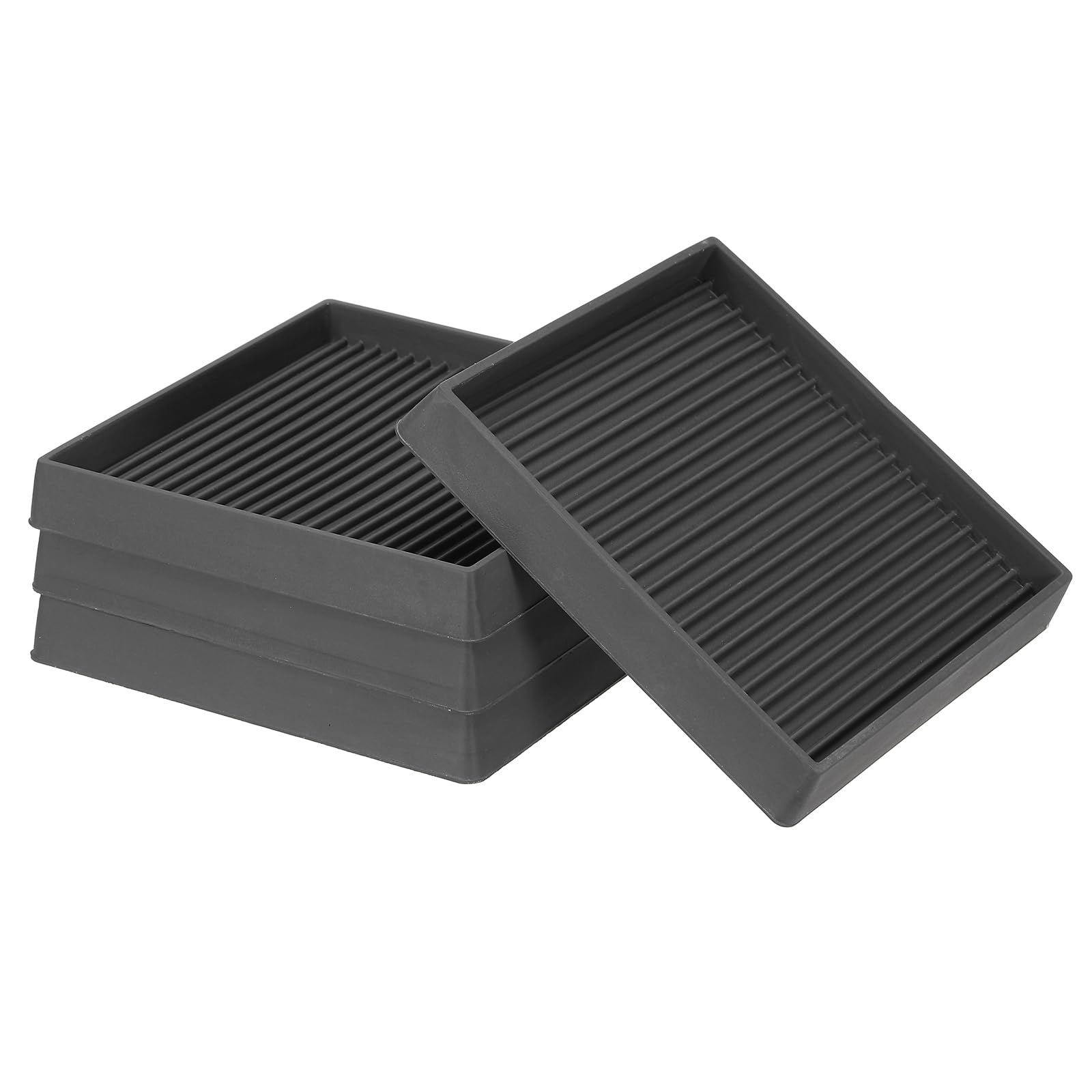 PATIKIL 4"x4" Square Rubber Furniture Pads, 4 Pack Non Slip Caster Cups Anti Skid Floor Protectors for Furniture Feet Bed Couch Chair Table Stopper, Black