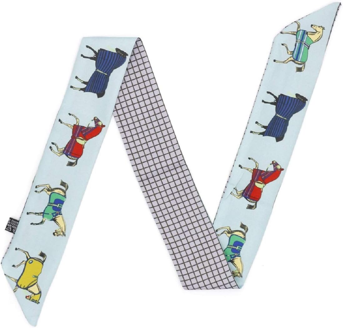 ACVIP Women's Horse Checkered Skinny Mini Neck Scarf Headband Bandeau Handbag Purse Handle Wrap Ribbon